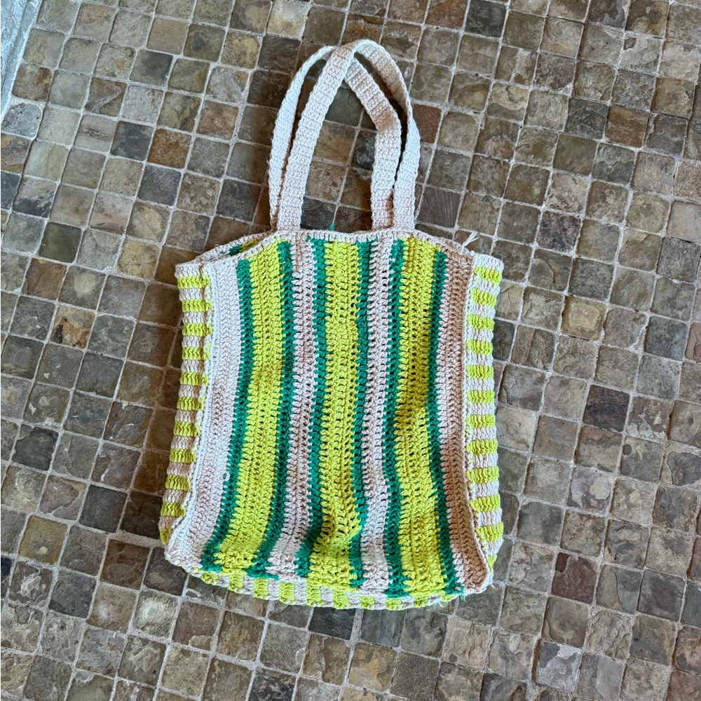 Universal Thread Green and Yellow Crochet tote bag